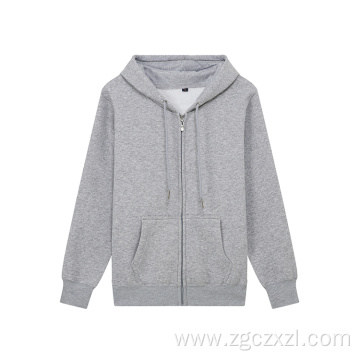 Fleece zipper thick solid color sweater